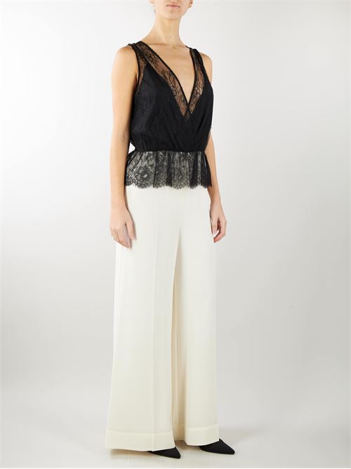 Wide leg jumpsuit with Chantilly lace Twinset TWIN SET | Suit | TE21222741